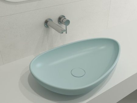 BOCCHI Etna 23  Matte Ice Blue Single Bowl Vessel Fireclay with Matching Drain Cover Online now