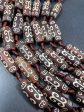 Natural Hand Painted Tibetan Agate Gemstone Beads 30x10mm, 40x15mm Barrel Tube Shape Bead 15.5  Fashion