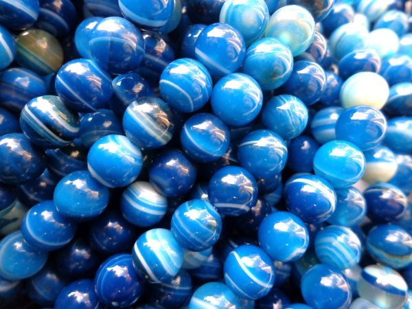 AAA Natural Agate Gemstone Beads, 6,8,10mm Smooth Round Shape Beads, Beautiful Blue Beads, Great Quality Bead! Full length 15.5  Online