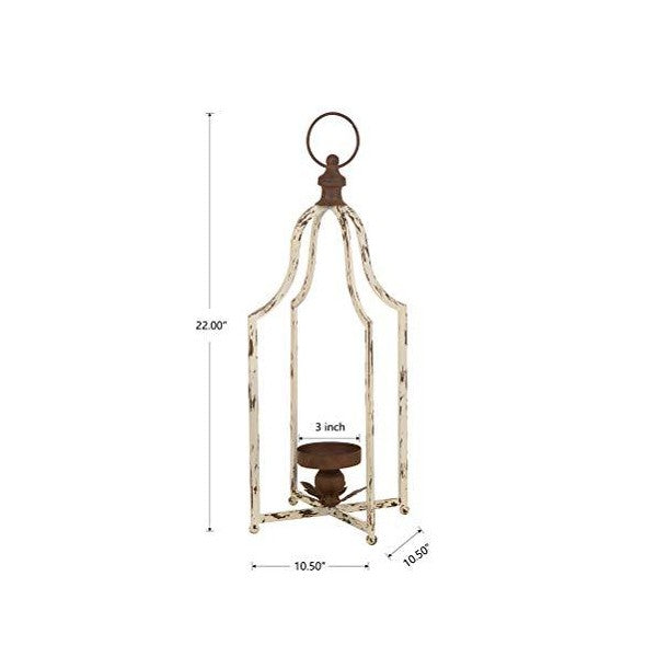 Glitzhome 10  White Farmhouse Decorative Hanging Candle Metal Lanterns on Sale