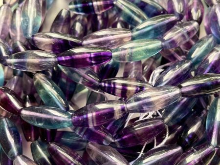 AAA Natural Fluorite Gemstone Bead 25x10mm Barrel Tube Shape, Gorgeous Natural Purple Green Color Fluorite Beads Online now