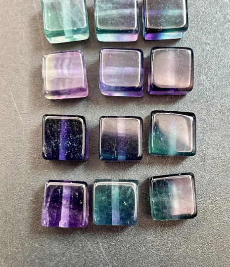 AAA Natural Fluorite Gemstone Bead 8mm Cube Shape, Gorgeous Natural Green Purple Fluorite LOOSE BEADS Online Hot Sale