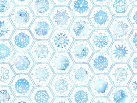 Hexagon Flakes Small Cotton Fabric White MASD10194-W Paper Flurries by Maywood Studio Hot on Sale