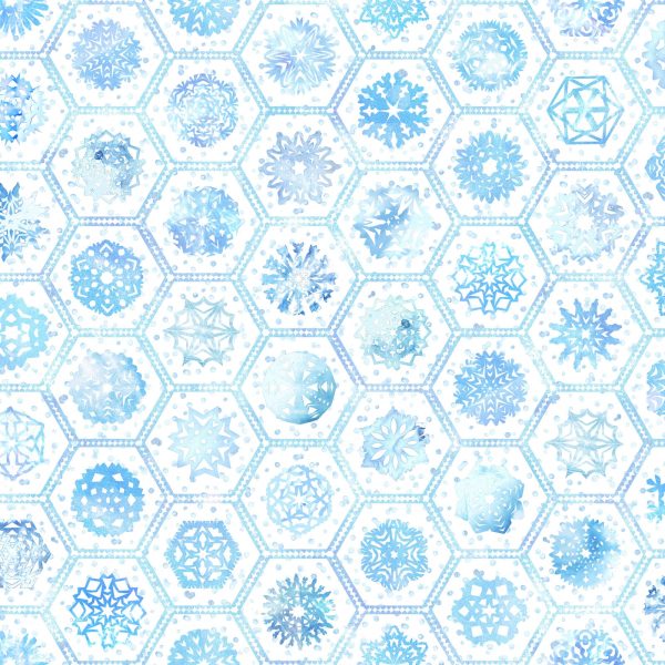 Hexagon Flakes Small Cotton Fabric White MASD10194-W Paper Flurries by Maywood Studio Hot on Sale