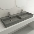 BOCCHI Milano 47  Matte Gray Double Bowl Fireclay Wall-Mounted Bathroom Sink with Overflows For Cheap