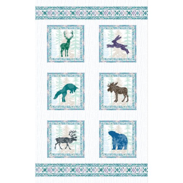 Nordic Animals Cotton Fabric Panel Multi CLTY3612-55 Scandinavian Winter by McKay Manor Musers for Clothworks Online Hot Sale