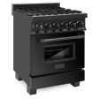 ZLINE 24  Black Stainless Steel 6.0 cu.ft. 7 Gas Burner Electric Oven Range For Cheap