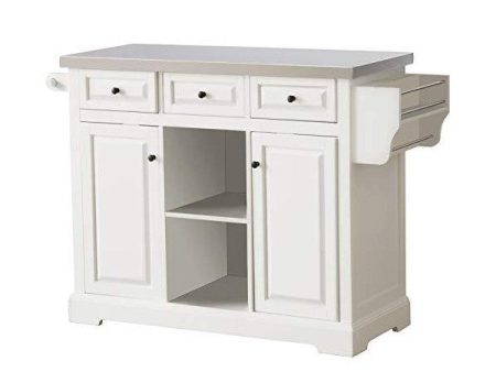 HOMCOM 50  White Portable  Rolling Kitchen Island with Stainless Steel Top Sale