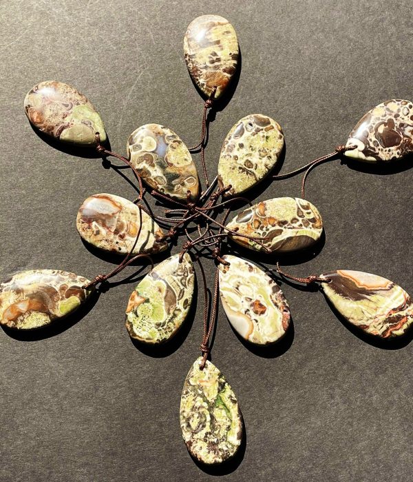 Natural Ocean Jasper Gemstone Pendant 30x50mm Teardrop Shape Online Hot Sale