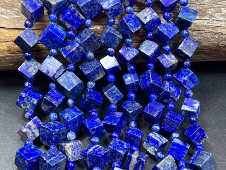 Natural Lapis Lazuli Gemstone Bead 8mm 10mm Cube Diamond Shape, Natural Blue Lapis Color, Not Treated High Quality Lapis Gemstone Bead 15.5  Supply