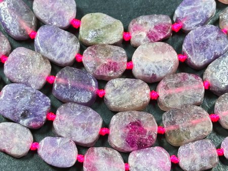 Natural Purple Tourmaline Gemstone Bead 15x10mm Tablet Shape, Beautiful Purple Pink Color Tourmaline Stone Bead, Great Quality 15.5  Strand Hot on Sale