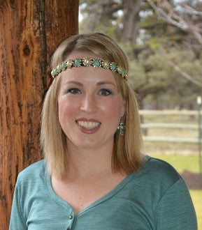 Turquoise Pearl Boho Chic Stretch Headband For Cheap