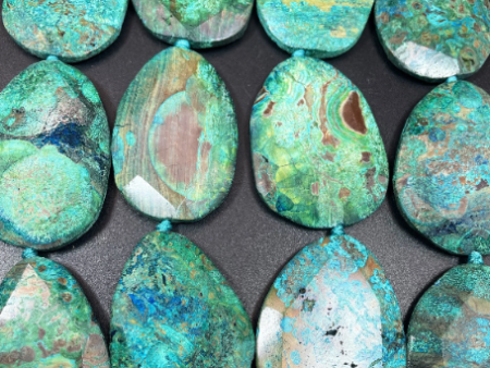 Natural Ocean Jasper Gemstone Bead Faceted 40x54mm Teardrop Shape, Beautiful Blue Color Ocean Jasper Gemstone Bead Supply