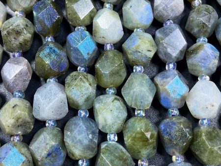 Mystic Natural Labradorite Gemstone Bead Faceted 10x12mm Diamond Shape, Gorgeous Gray Labradorite Gemstone Bead Supply