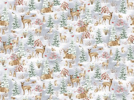 Forest Animal Scenic Cotton Fabric HEG820-90 Multi Bundle Up by Barb Tourtillotte for Henry Glass on Sale