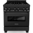 ZLINE 30  Black Stainless Steel 4.0 cu. ft. Dual Fuel Range w  Gas Stove & Electric Oven For Sale