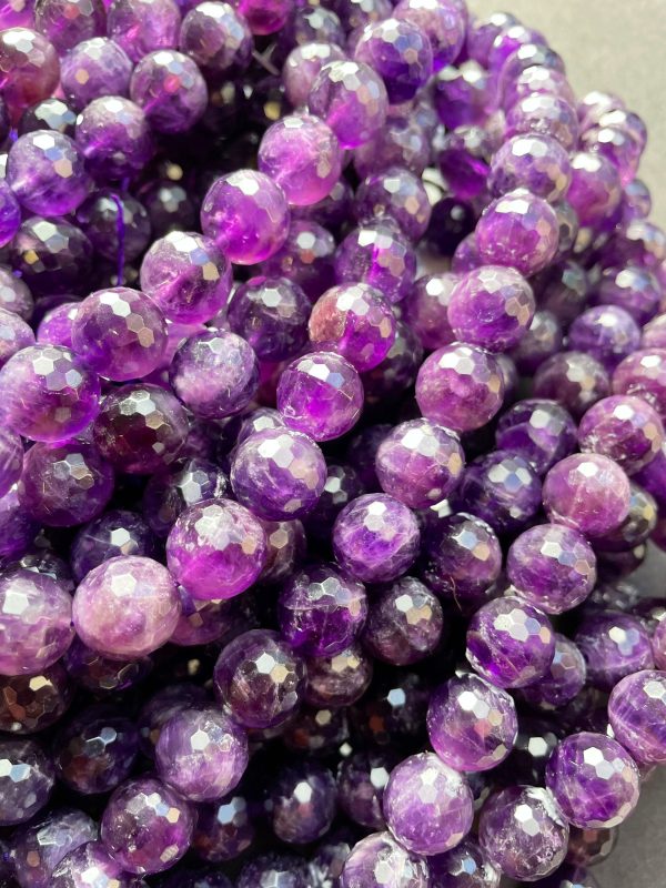 AAA Natural Amethyst Gemstone Bead Faceted 6mm 8mm 10mm 12mm Round Bead, Gorgeous Natural Purple Color Amethyst Beads 15.5  Online now