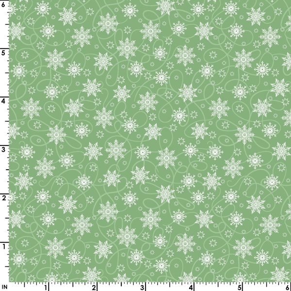 Mini Snow Flurry Cotton Fabric Green MAS10354-G2 Christmas Night by Monique Jacobs for Maywood Studio Online now