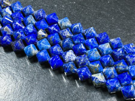 Natural Lapis Lazuli Gemstone Bead Faceted 8mm Bicone Diamond Shape Bead, Beautiful Natural Royal Blue Color Lapis Beads, Full Strand 15.5  on Sale