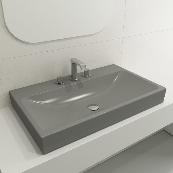 BOCCHI Scala Arch 32  Matte Gray 3 Hole Wall-Mounted Fireclay Bathroom Sink on Sale