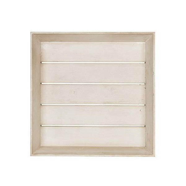 Kate and Laurel Woodmont 20  Antique White Distressed Wood Square Ottoman Tray Cheap