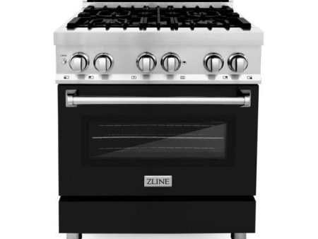 ZLINE 30  Matte Black 4.0 cu. ft. Stainless Steel Dual Fuel Range w  Gas Stove and Electric Oven For Sale