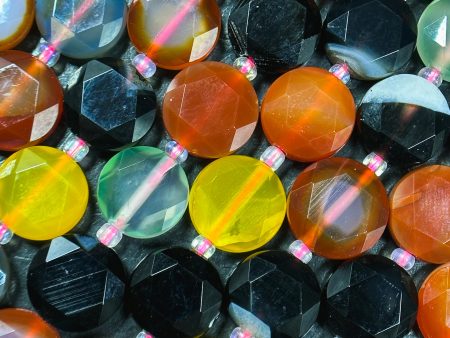 Natural Botswana Agate Gemstone Bead Faceted 12mm Coin Shape Bead, Beautiful Multicolor Botswana Agate Bead, Great Quality Full Strand 15.5  Online