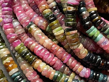 AAA Natural Tourmaline Gemstone Bead 2x6mm Rondelle Shape Bead, Beautiful Multicolor Tourmaline Gemstone Beads Online Sale