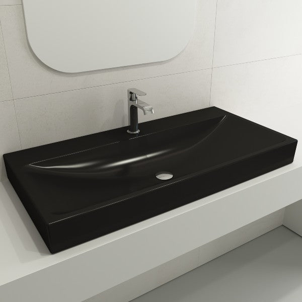 BOCCHI Scala Arch 39  Matte Black 1-Hole Wall-Mounted Fireclay Bathroom Sink Sale