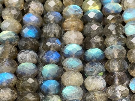 AAA Natural Rainbow Labradorite Gemstone Bead Faceted 6x9mm Rondelle Shape, Beautiful Blue Flash Labradorite Gemstone Beads Discount