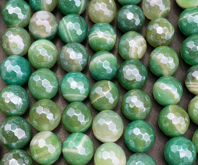 Mystic Botswana Agate Gemstone Bead Faceted 6mm 8mm 10mm 12mm Round Bead, Gorgeous Green Color Mystic Botswana Agate Beads Sale