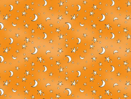 Night Sky Cotton Fabric Orange Y4116-36 Halloween Parade by Anita Jeram for Clothworks Online Sale