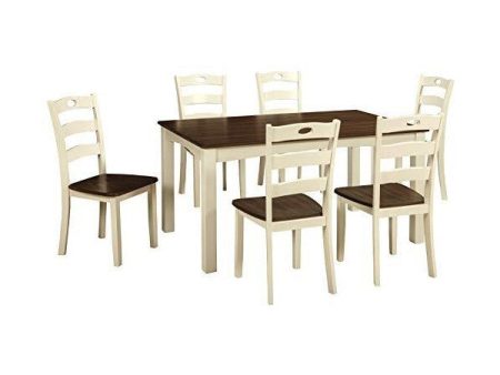 Signature Design by Ashley 36  Cream Brown Woodanville Dining Room Table and Chairs-Set of 7 Online