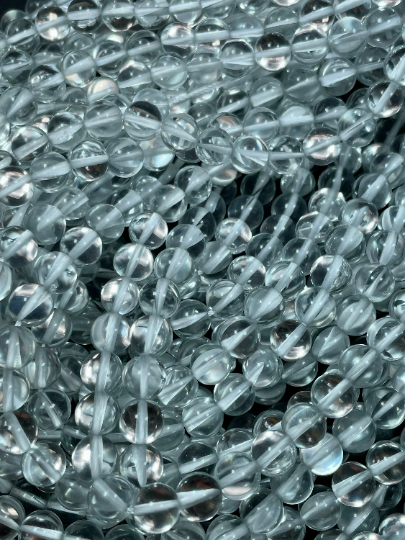 Mermaid Glass Beads 6mm 8mm 10mm 12mm Round Beads, Beautiful Clear with White Flashes Mermaid Glass Beads Supply