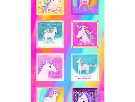 9  Blocks Cotton Fabric Panel Multi CLTY3597-55 Unicorn Love by Diane Neukirch for Clothworks Supply