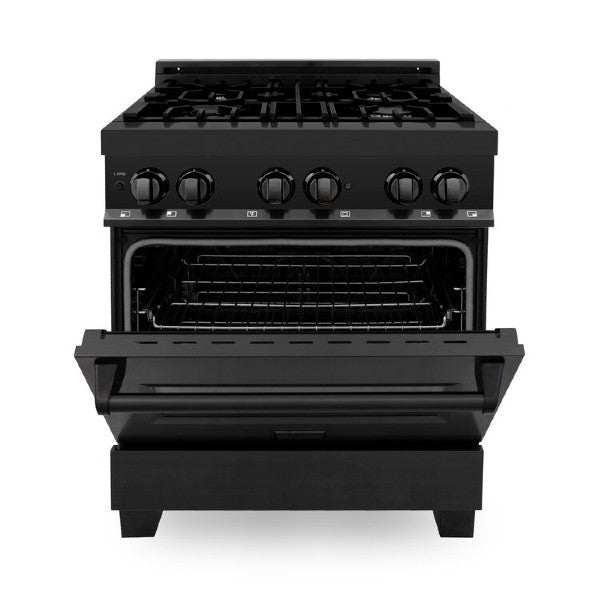 ZLINE 30  Black Stainless Steel 4.0 cu. ft. Dual Fuel Range w  Gas Stove & Electric Oven For Sale