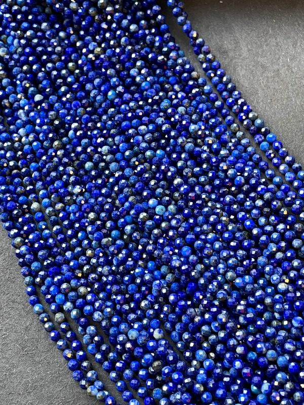 AAA Natural Lapis Lazuli Gemstone Bead Faceted 2mm Round Beads, Gorgeous Natural Royal Blue Color Lapis Lazuli Gemstone Beads Discount