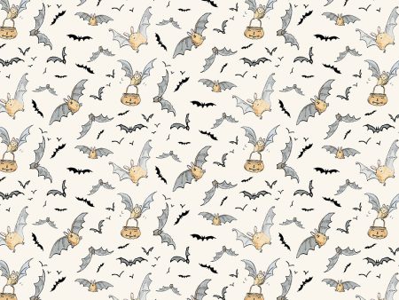 Bats Cotton Fabric Light Cream Y4114-2 Halloween Parade by Anita Jeram for Clothworks Online Sale