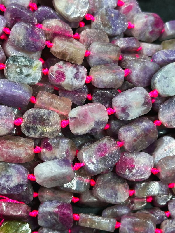 Natural Purple Tourmaline Gemstone Bead 15x10mm Tablet Shape, Beautiful Purple Pink Color Tourmaline Stone Bead, Great Quality 15.5  Strand Hot on Sale