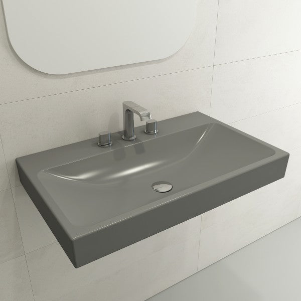 BOCCHI Scala Arch 32  Matte Gray 3 Hole Wall-Mounted Fireclay Bathroom Sink on Sale