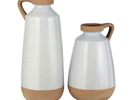 Signature Design Ashley Furniture 6  Cream Signature Design Tilbury Vase - Set of 2 For Sale