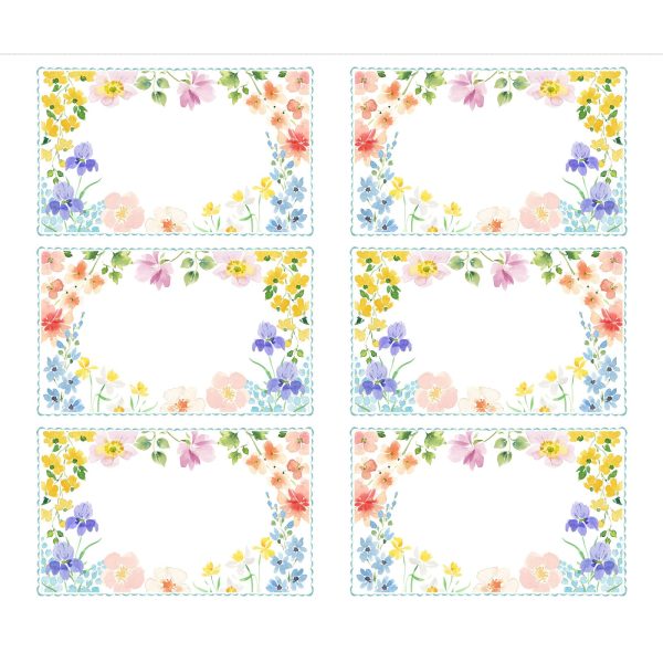 Placemat Cotton Fabric Panel White CLTY4008-1 Spring Has Sprung by Heatherlee Chan for Clothworks Supply