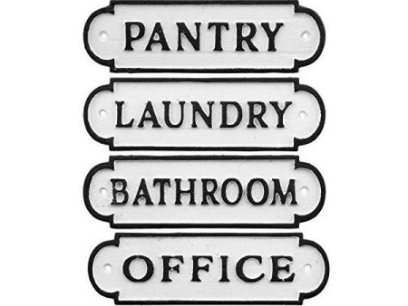 AuldHome 8  White Decorative Cast Iron Farmhouse Metal Signs - Set of 4 Cheap