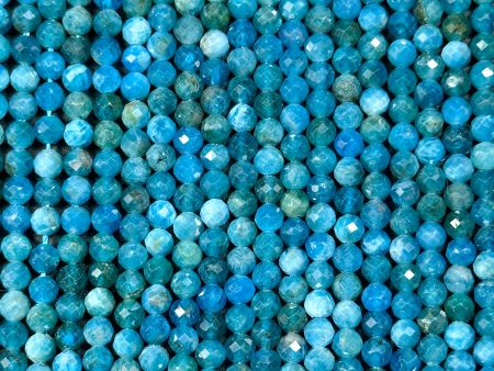 Natural Blue Apatite Gemstone Bead Faceted 4mm Round Bead, Gorgeous Natural Blue Color Apatite Gemstone Beads Great Quality Full Strand 15.5  For Cheap