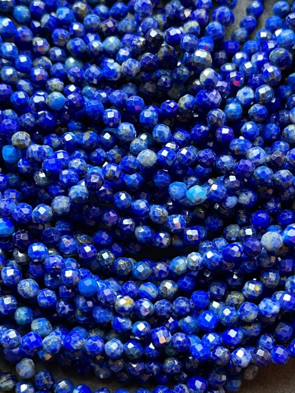 AAA Natural Lapis Lazuli Gemstone Bead Faceted 2mm Round Beads, Gorgeous Natural Royal Blue Color Lapis Lazuli Gemstone Beads Discount