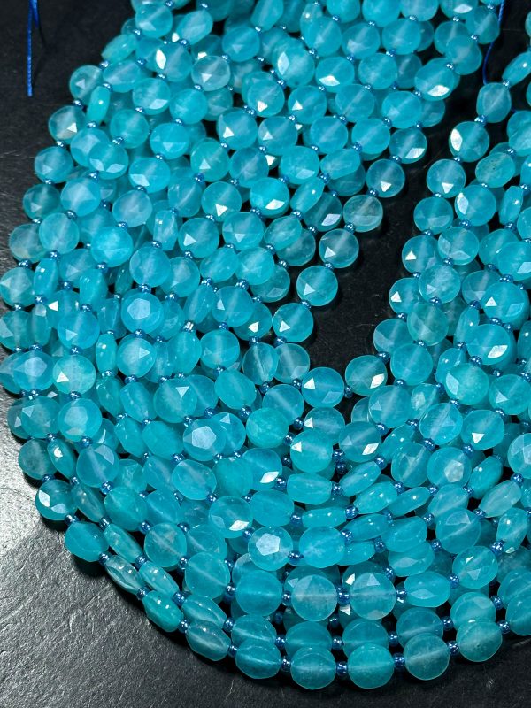 Natural Amazonite Gemstone Bead Faceted 10mm Coin Shape Bead, Beautiful Natural Blue Green Color Amazonite Beads, Great Quality 15.5  Strand Online Hot Sale