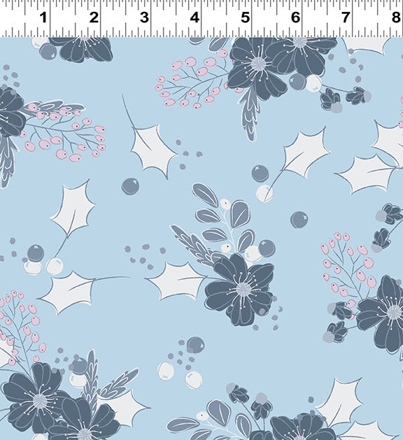 Main Floral Cotton Fabric Light Denim CLTY4126-87 Winter Gardens by Meags & Me for Clothworks Hot on Sale