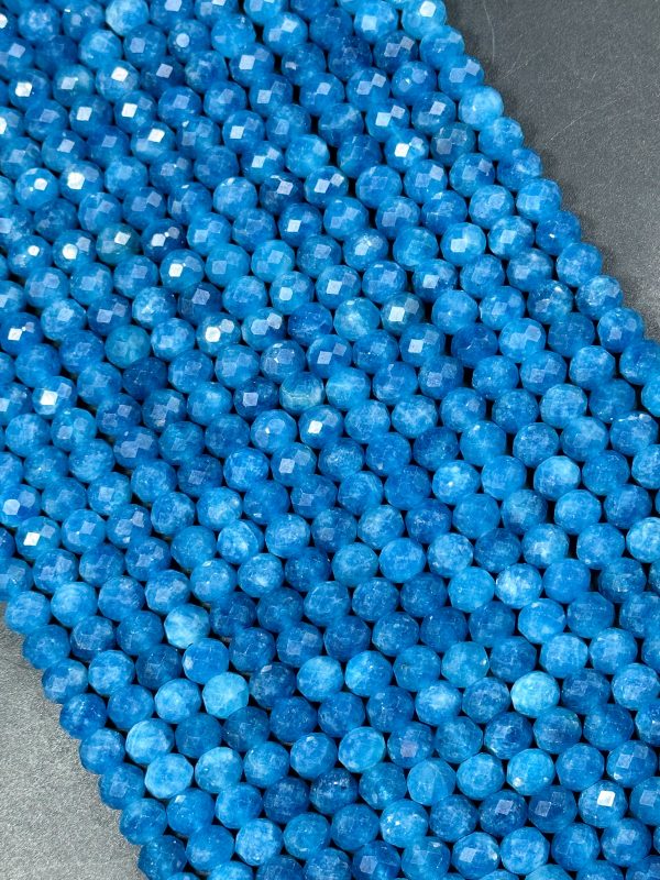 NATURAL Blue Apatite Gemstone Bead Faceted 6x5mm 8x6mm Rondelle Shape, Beautiful Blue Color Apatite Gemstone Bead, Great Quality Apatite 15.5  Hot on Sale