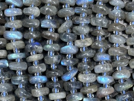 NATURAL Blue Flash Labradorite Gemstone Bead 8-9mm Freeform Rondelle Shape, Beautiful Natural Gray Color Full Strand 15.5  Hot on Sale