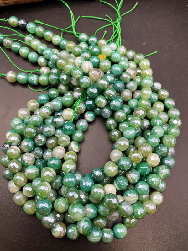 Mystic Botswana Agate Gemstone Bead Faceted 6mm 8mm 10mm 12mm Round Bead, Gorgeous Green Color Mystic Botswana Agate Beads Sale